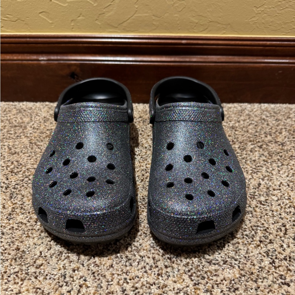 Adult Glitter Black Clogs